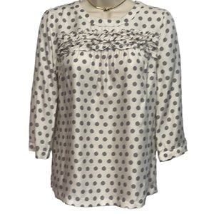 Boden Edith Silk Cream/Black Polka Dot Blouse